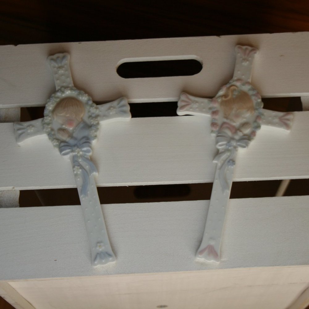 ENESCO Boy & Girl Porcelain Cross